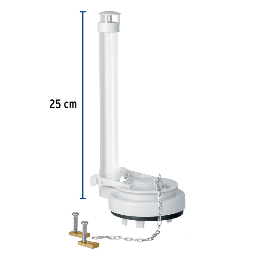 Válvula de descarga 3' para WC de 1 pza, cadena inox, Foset Caja con 2, 46287