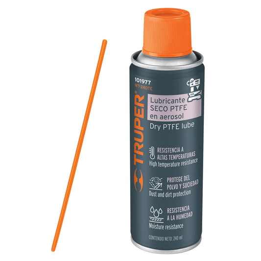 Lubricante seco PTFE en aerosol 240 ml, Truper Caja con 4, 101977