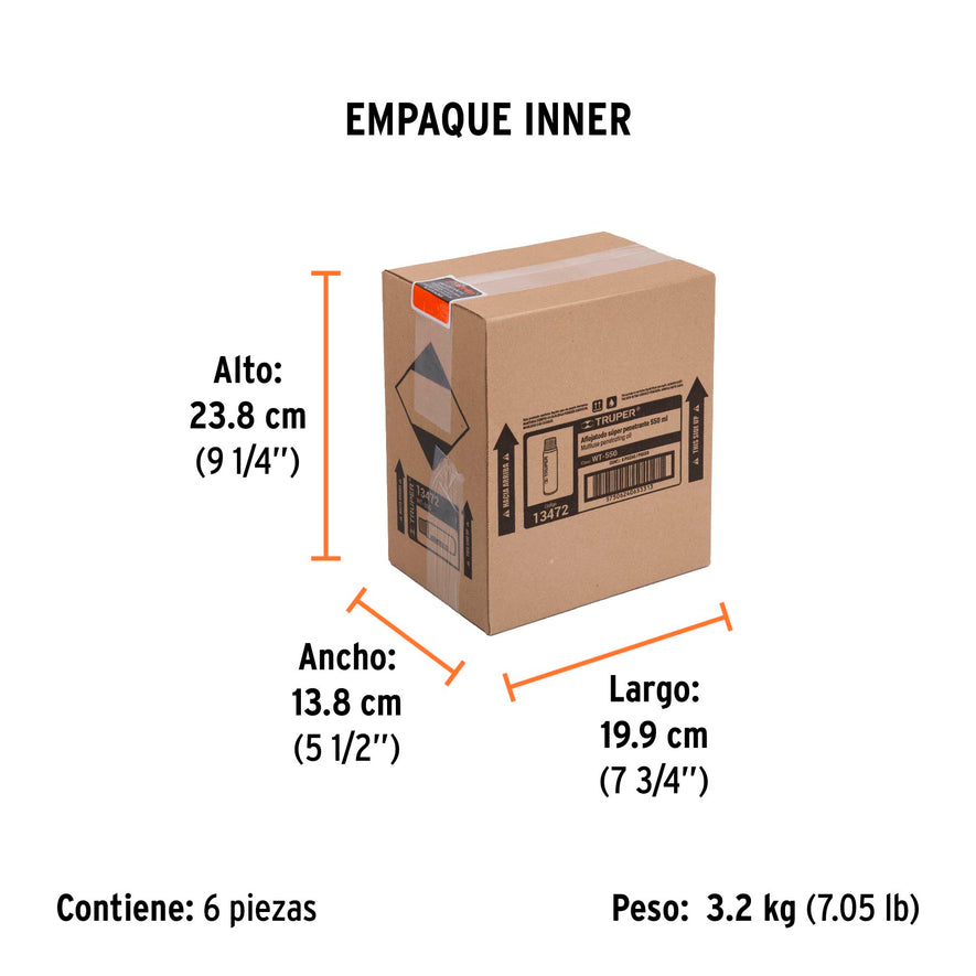 Lubricante multiusos en aerosol, 550ml (19oz), TRUPER Caja con 6, 13472