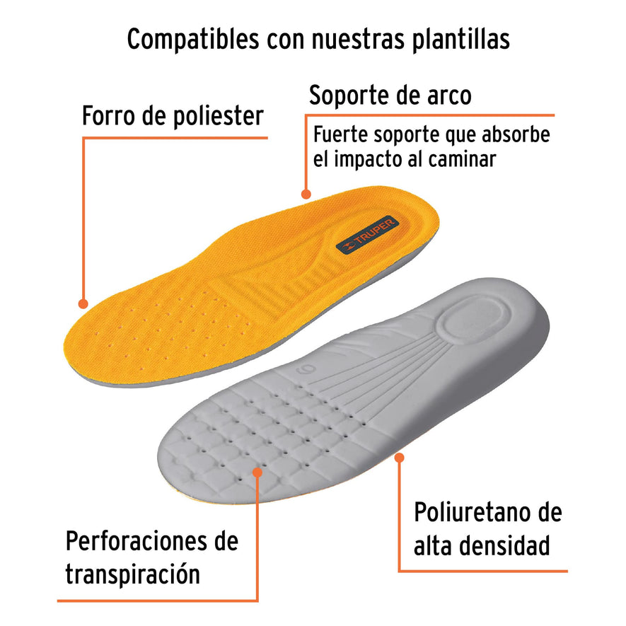 Bota de seguridad café, #25 dieléctrica antifatiga, Truper, 15471