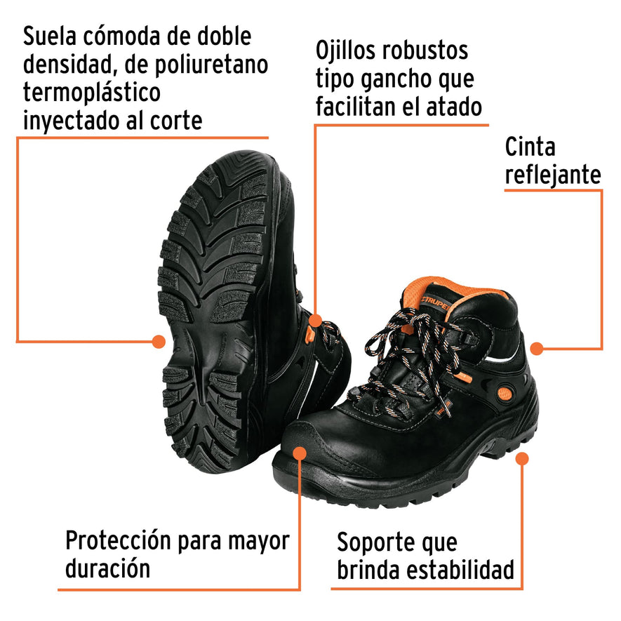 Bota de seguridad negra, #29 dieléctrica antifatiga, Truper, 15496