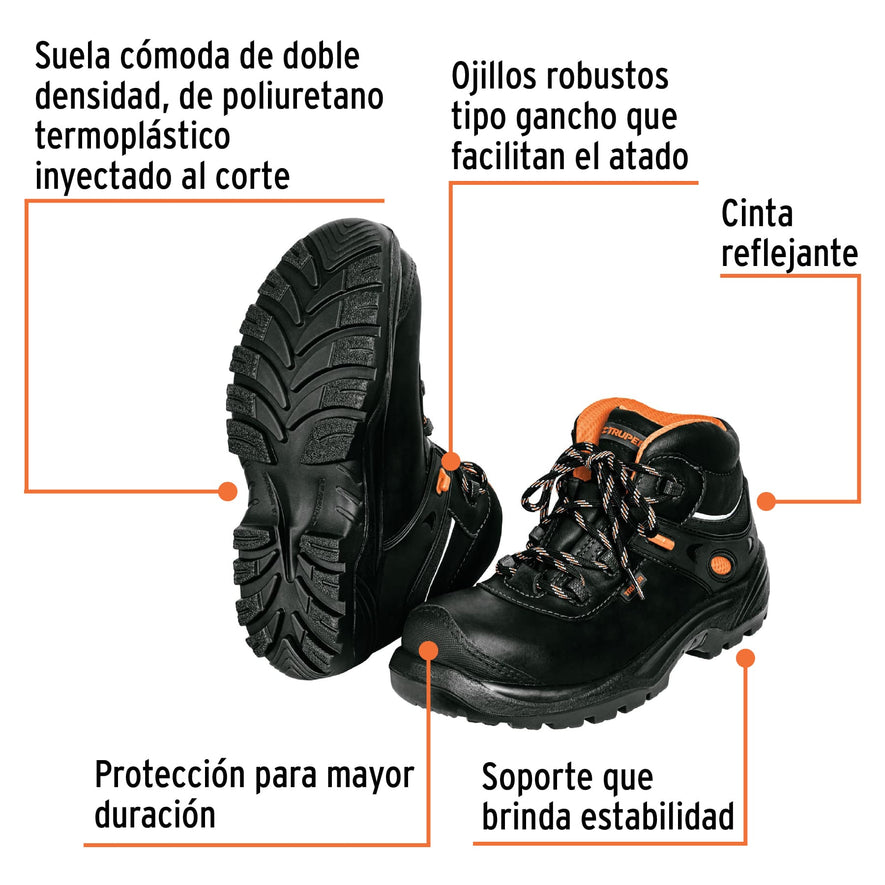 Bota de seguridad café, #30 dieléctrica antifatiga, Truper, 15476