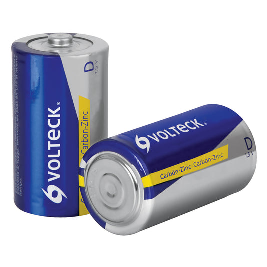 Blíster con 2 pilas zinc-carbón D, VOLTECK Caja con 6, 46311
