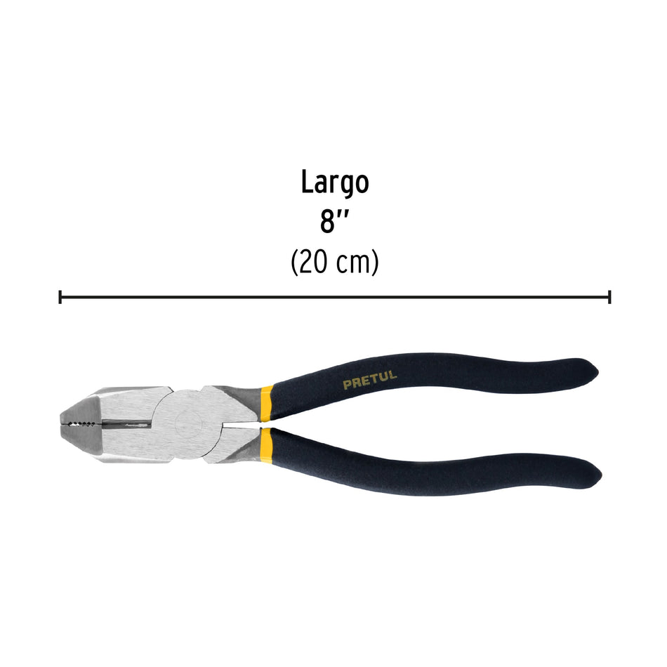 Pinza para electricista 8' uso rudo, mango de PVC, Pretul Caja con 6, 22606