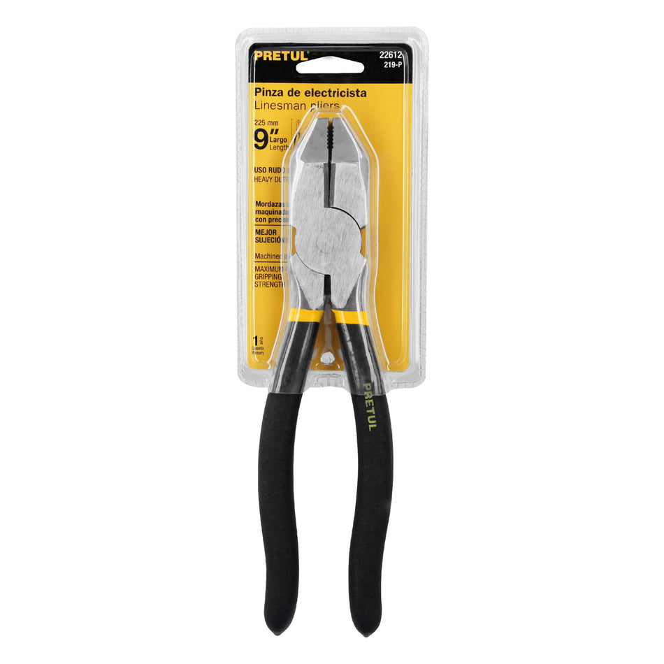 Pinza para electricista 9' uso rudo, mango de PVC, Pretul Caja con 6, 22612