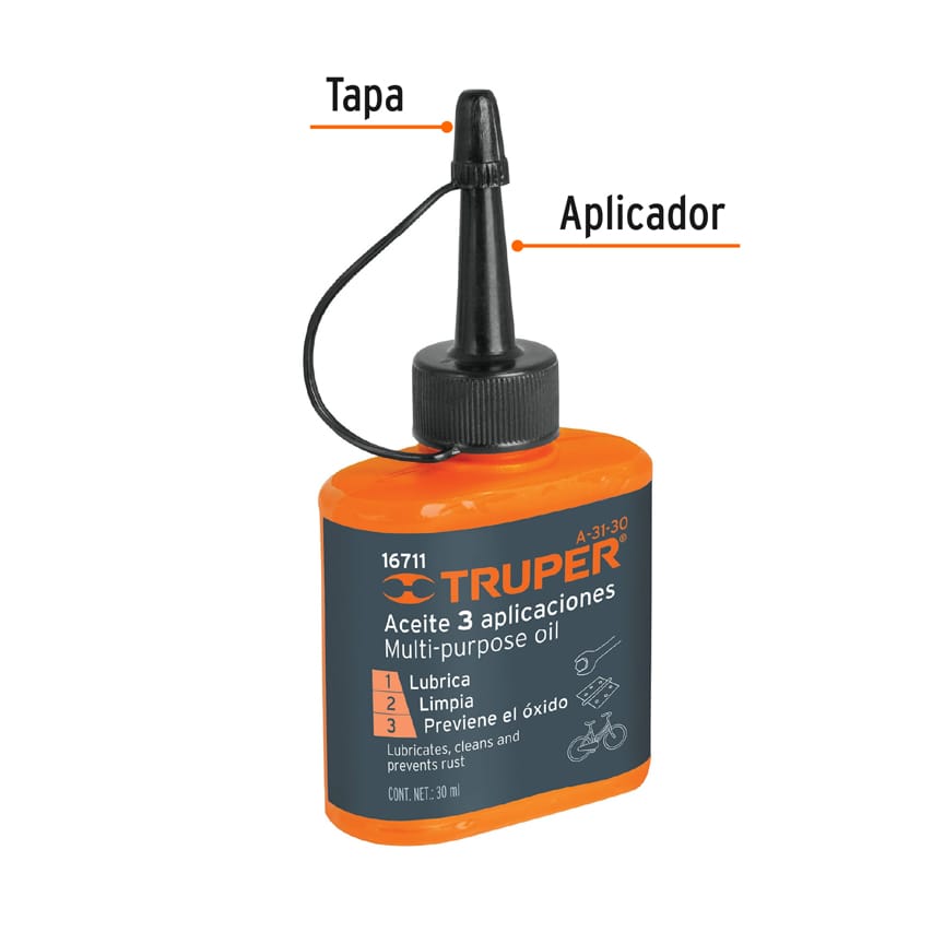 Aceite multiusos, 30ml (1oz), Truper Caja con 10, 16711