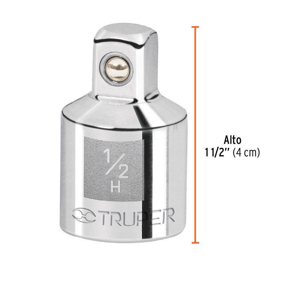Adaptador para matraca de cuadro 1/2' a cuadro 3/8', Truper Caja con 6, 13422