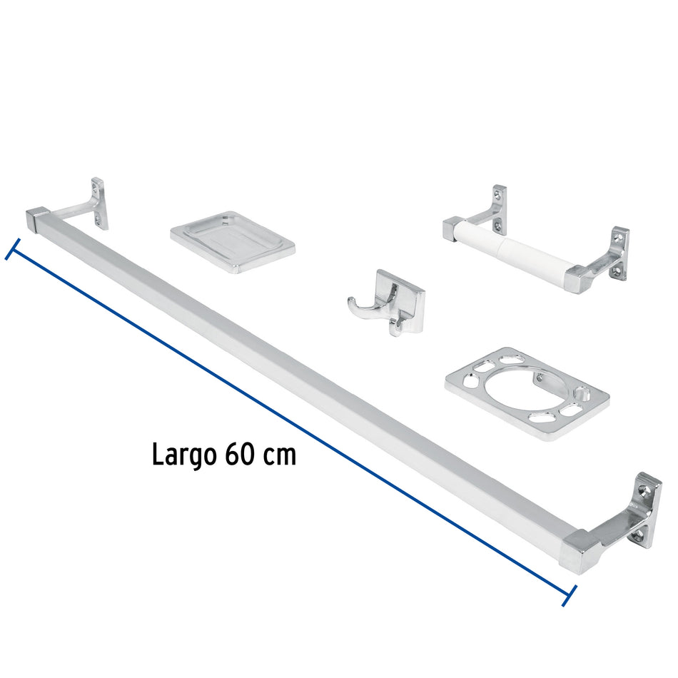 Juego de 5 accesorios para baño, metálicos, cromo, BASIC Caja con 2, 49607