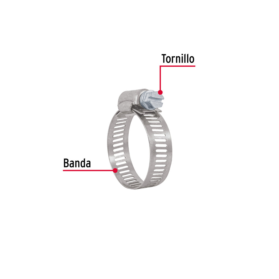 Bolsa c/10 abrazaderas sin fin reforzadas # 16, 3/4 - 1-1/2' Caja con 10, 44237