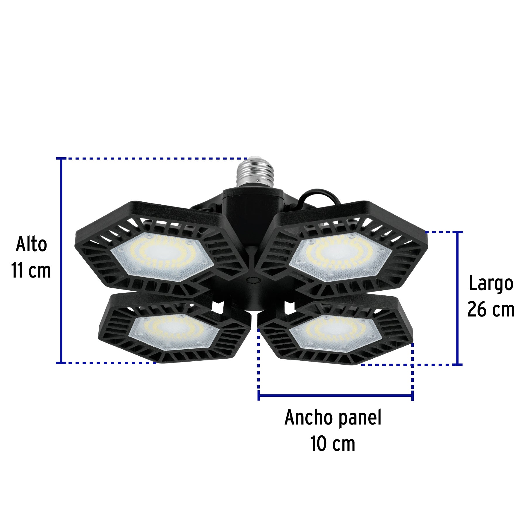 Luminario de LED 100 W, aluminio con 4 paneles abatibles, 46588