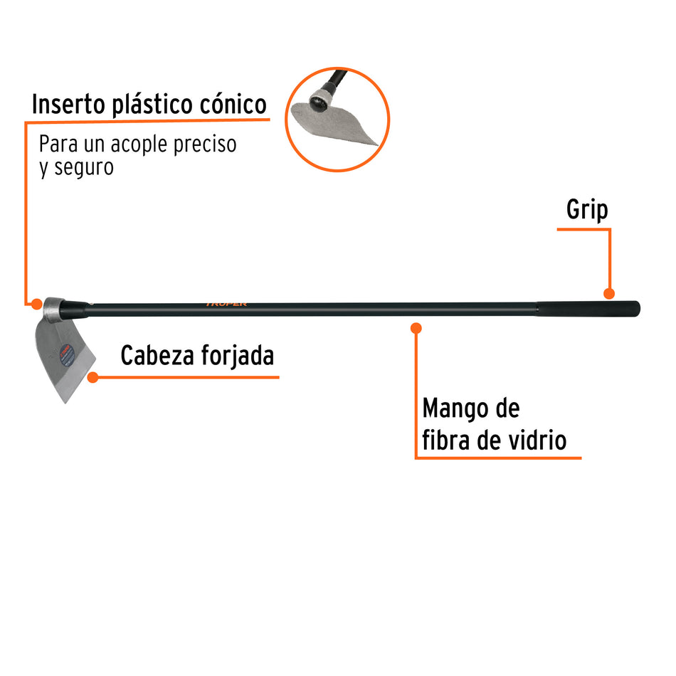Azadón Centroamericano 2.5 lb con mango 54', TRUPER Caja con 4, 102910