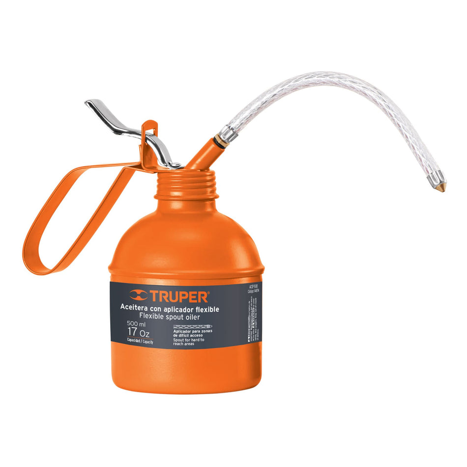 Aceitera de 500 ml (17 oz) con aplicador flexible, Truper Caja con 6, 14874