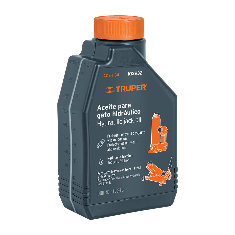 Aceite hidráulico para gatos, 1 Litro, Truper Caja con 3, 102932