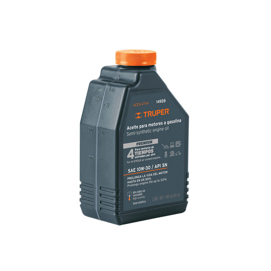 Aceite semi-sintético, 4 tiempos, 400 ml (14 oz), Truper Caja con 6, 14928