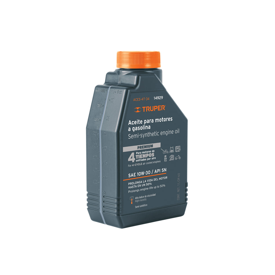 Aceite semi-sintético, 4 tiempos, 1000ml (34 oz), Truper Caja con 3, 14929