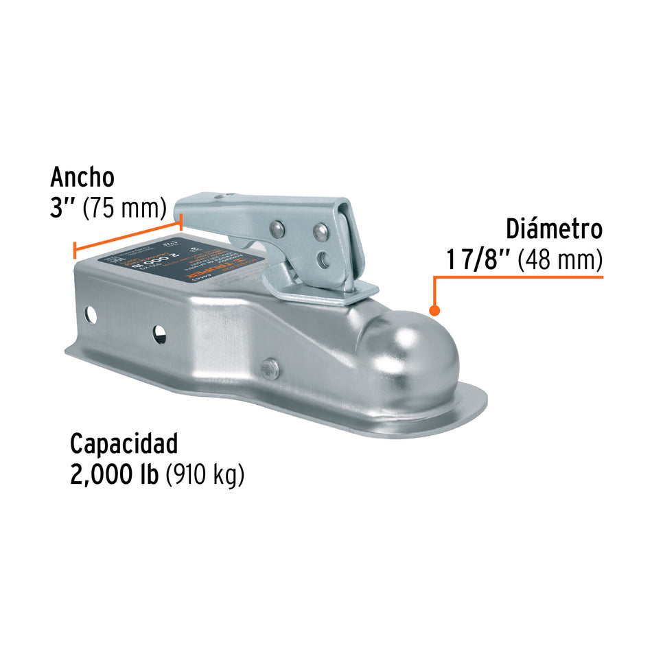 Acoplador para remolque, para bola de 1-7/8', Truper Caja con 4, 44443