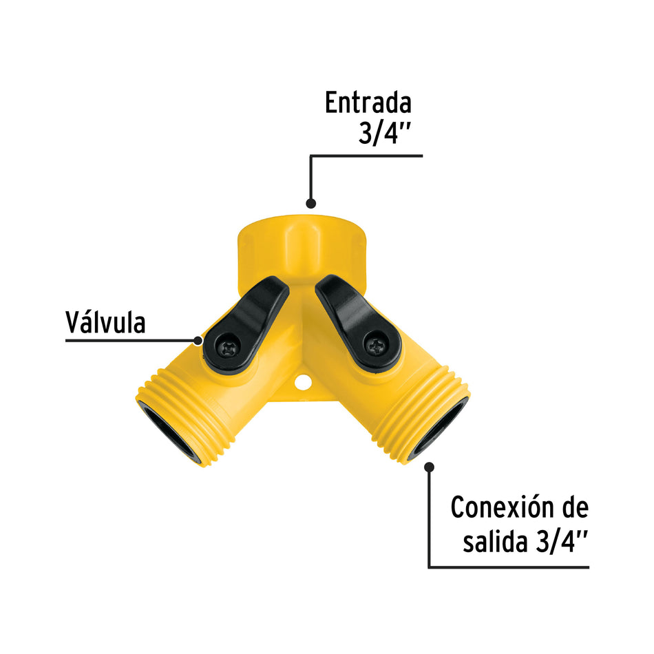 Conector 'Y' 3/4' plástico para manguera, Pretul Caja con 12, 20050