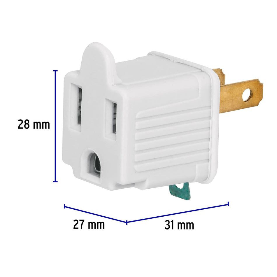 Bolsa con 2 adaptadores 3 a 2 blancos, Volteck Caja con 6, 46252