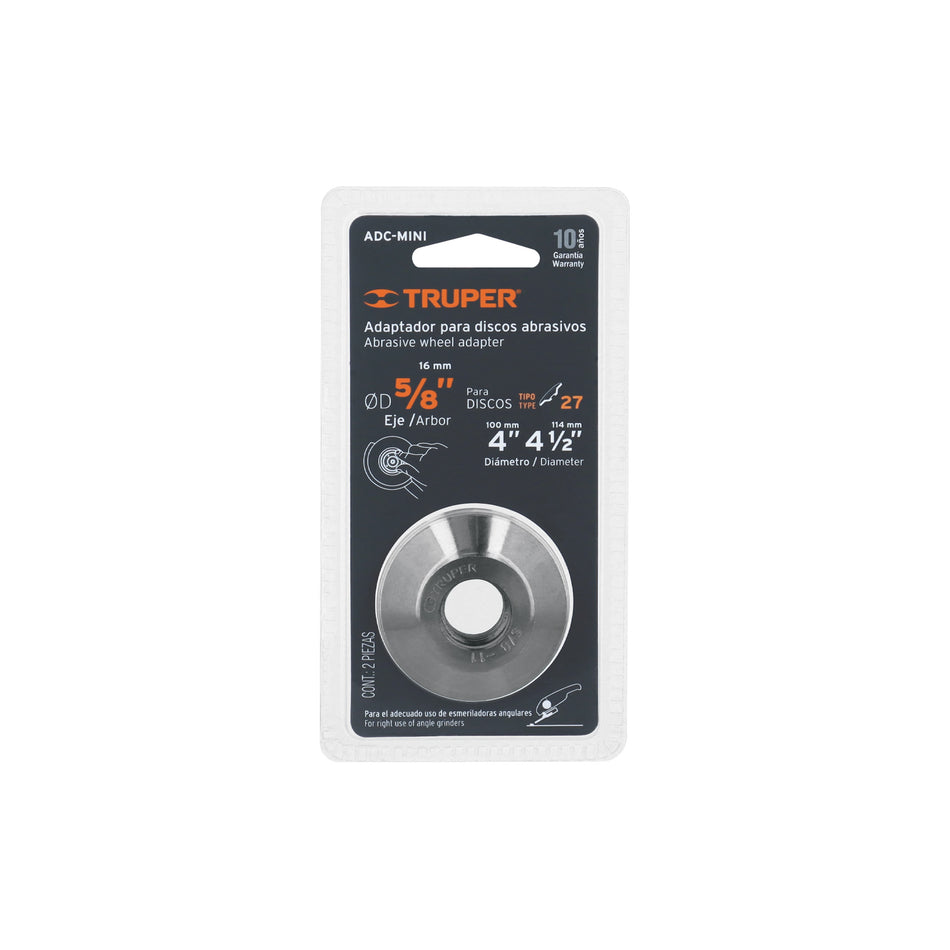 Adaptador para discos abrasivos 4' y 4-1/2', tipo 42, 5/8-11 Caja con 6, 10544