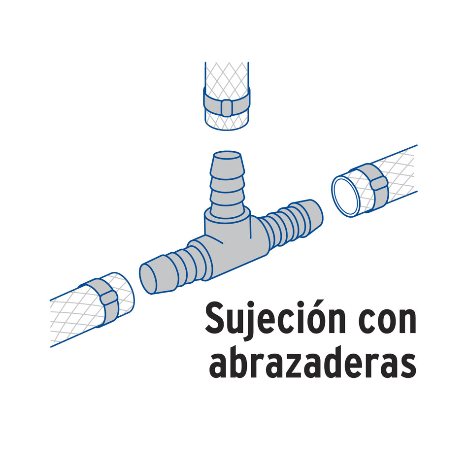 Tee inserción macho latón 1' para poliducto negro, Foset Caja con 6, 49643