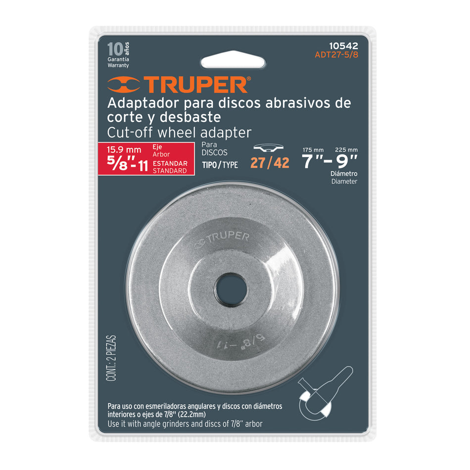 Adaptador para discos abrasivos 7' a 9', tipo 42, eje 5/8-11 Caja con 3, 10542