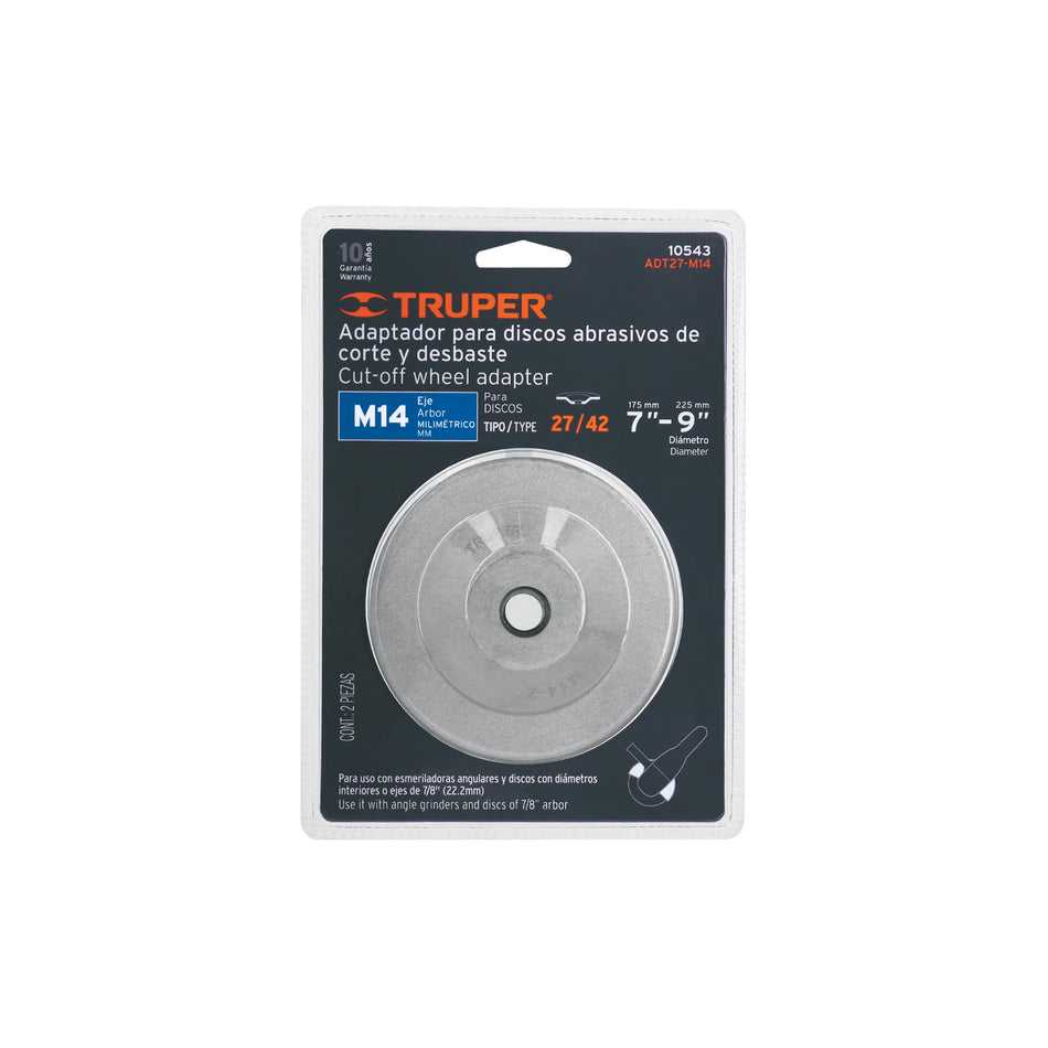 Adaptador para discos abrasivos 7' a 9', tipo 42, eje M14 Caja con 3, 10543