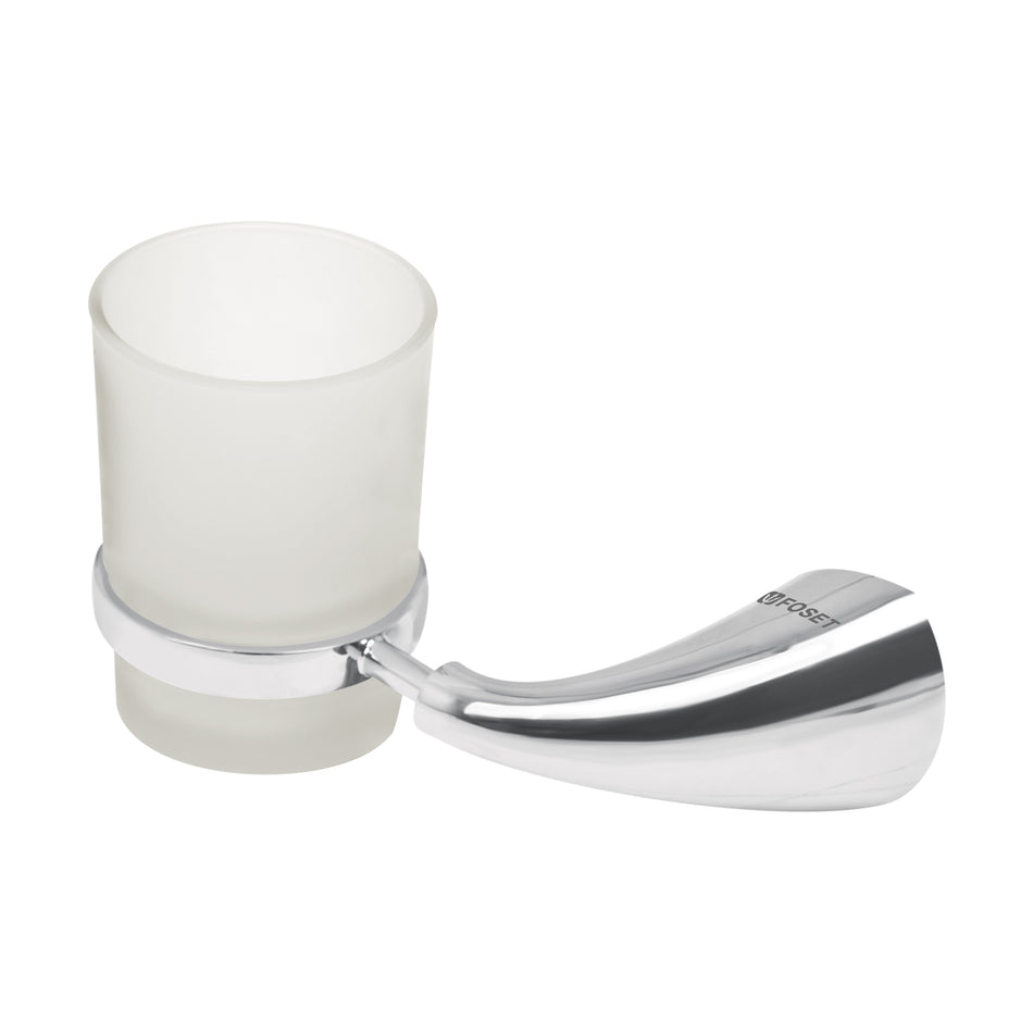 Portavaso cepillero metálico con vaso de vidrio, Foset Aero Caja con 4, 49632