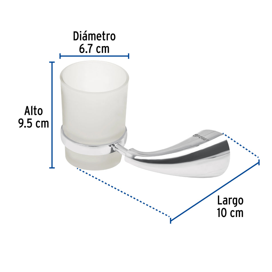 Portavaso cepillero metálico con vaso de vidrio, Foset Aero Caja con 4, 49632