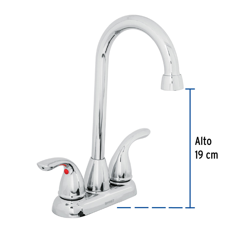 Mezcladora 4' cuello tipo bar para lavabo, Foset Aero, 49766