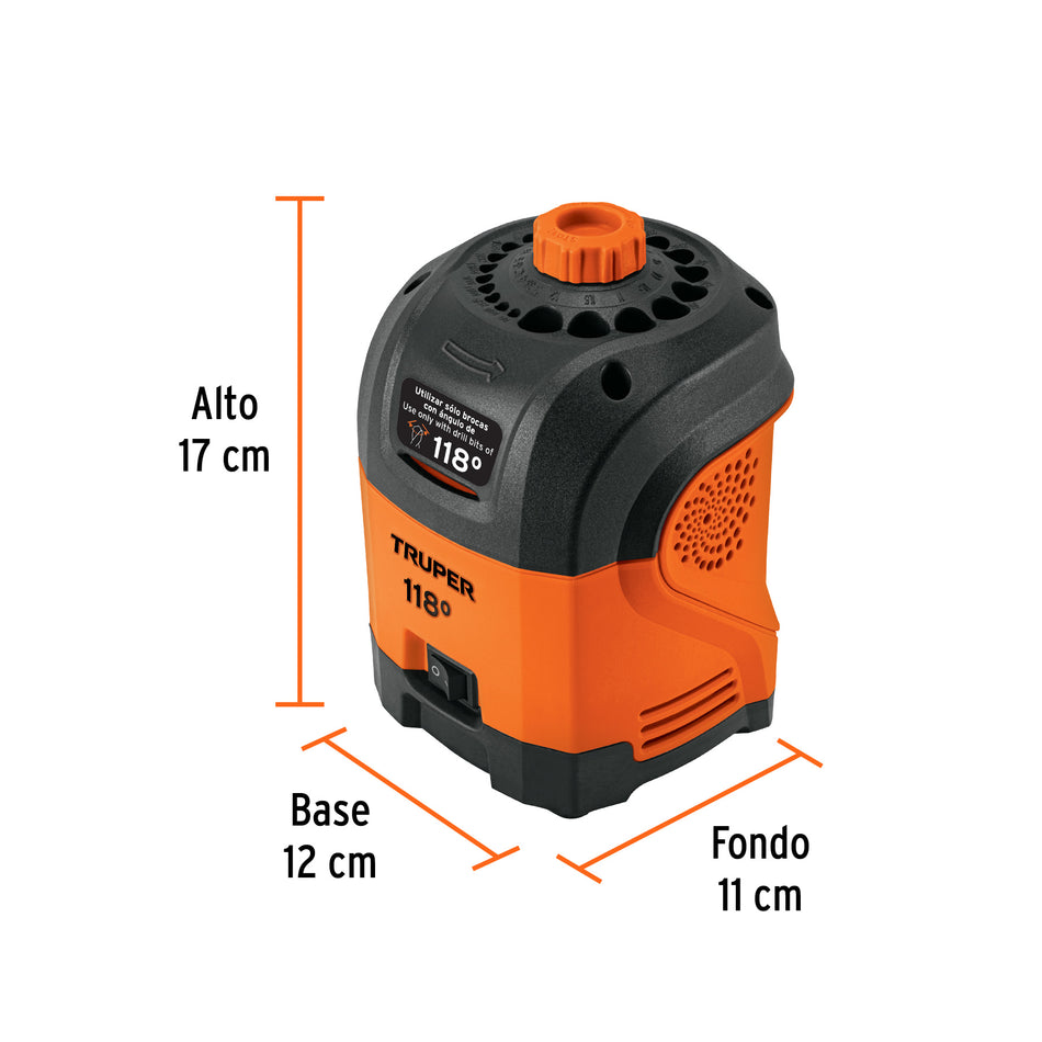 Afilador eléctrico para brocas con punta 118°, Truper, 101684