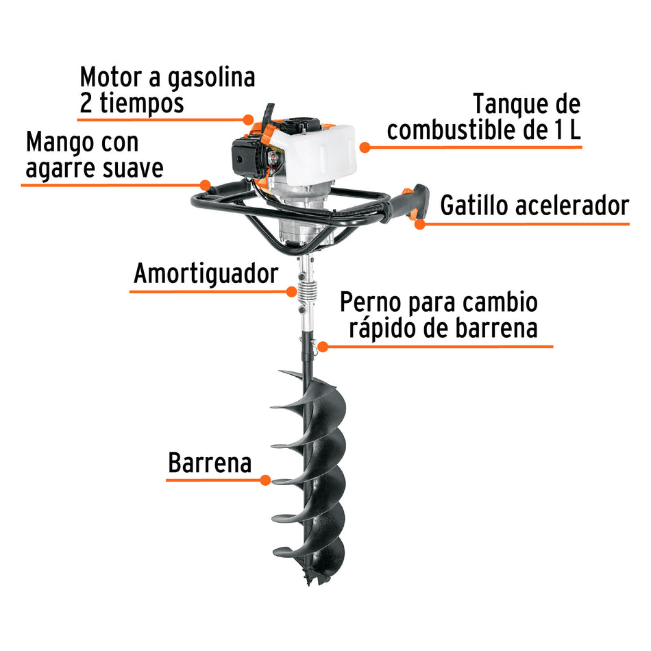Ahoyadora / motoperforadora a gasolina 52cc, Truper, 103204