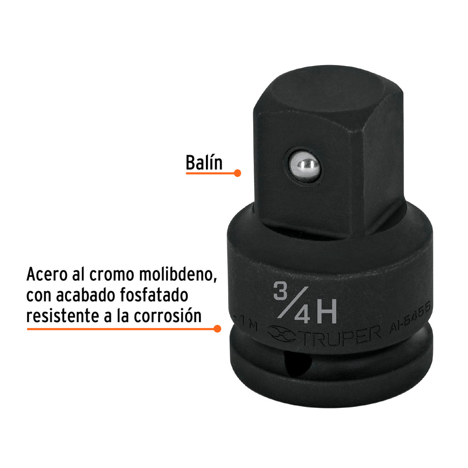 Adaptador de Impacto 3/4' (H) x 1' (M), Truper Caja con 6, 100950