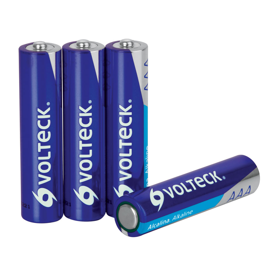 Blíster con 4 pilas alcalinas AAA, VOLTECK Caja con 10, 46316