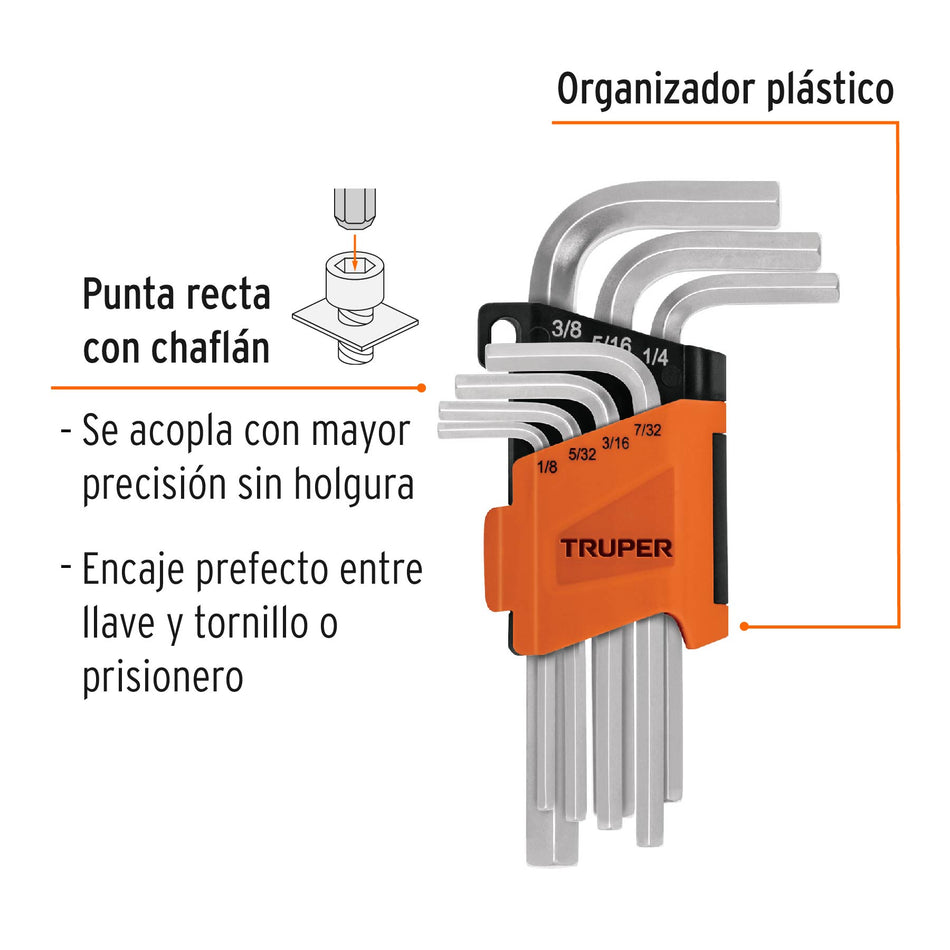 Juego 7 llaves allen std punta hexagonal con organizador Caja con 6, 15533