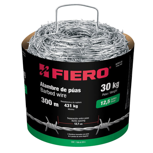 Rollo de alambre de púas 300m calibre 12.5, FIERO, 44885