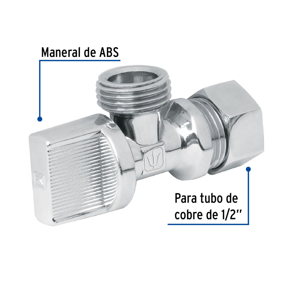Llave angular de 1/2', 1/4 de vuelta, barrilito, FOSET Caja con 6, 49111