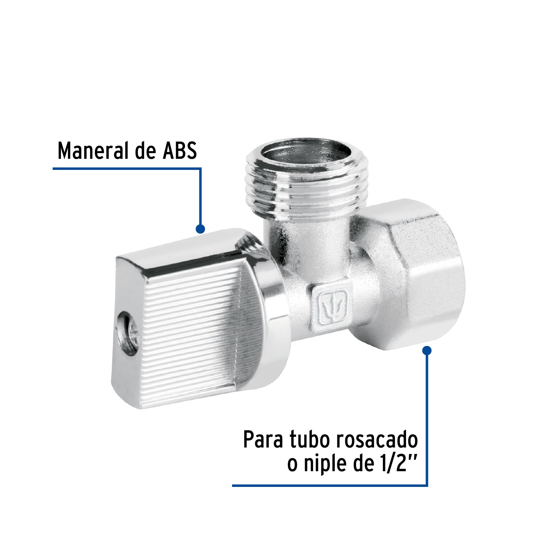 Llave angular de 1/2', 1/4 de vuelta, FOSET BASIC Caja con 12, 48028