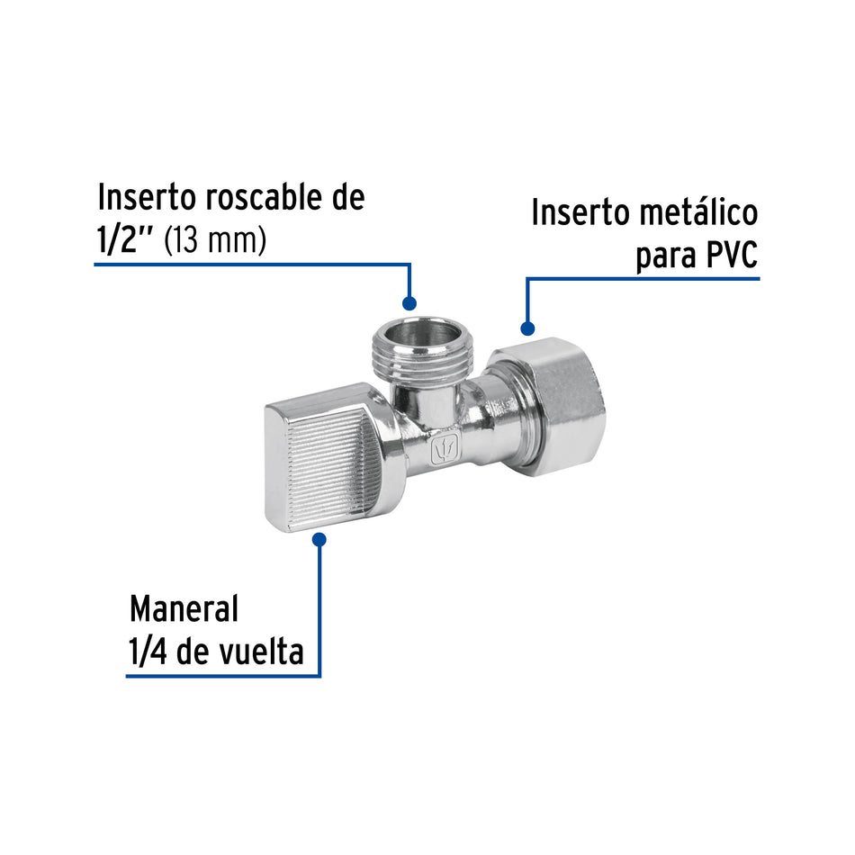 Llave angular de 1/2' para CPVC, barrilito, FOSET Caja con 6, 49108