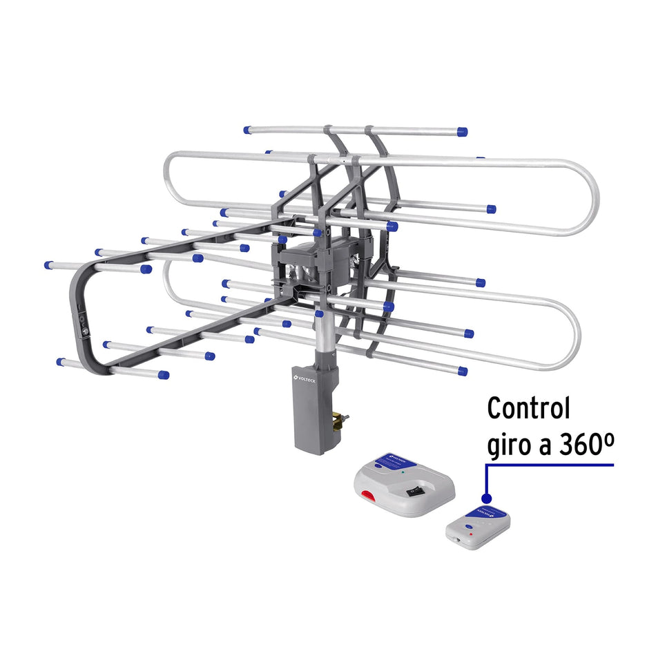 Antena aérea para TV HD, giratoria 360° con control, Volteck Caja con 2, 48115