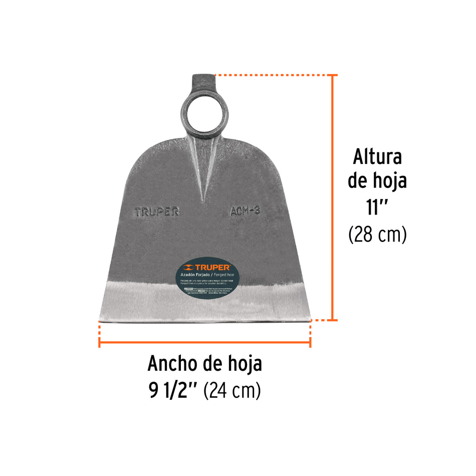 Azadón oreja y martillo No. 3 de 3.3 lb, sin mango, TRUPER Caja con 6, 19981