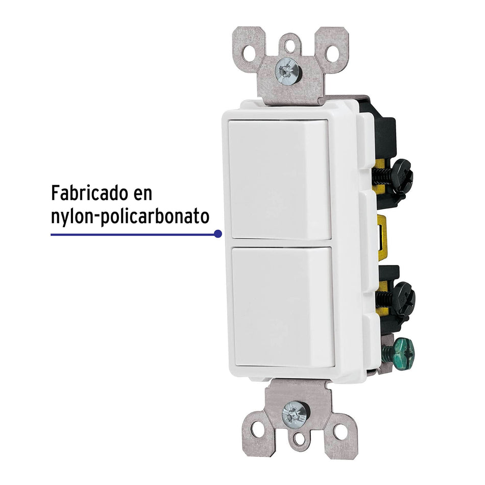 Interruptor dúplex, línea Classic, Volteck Caja con 5, 46006