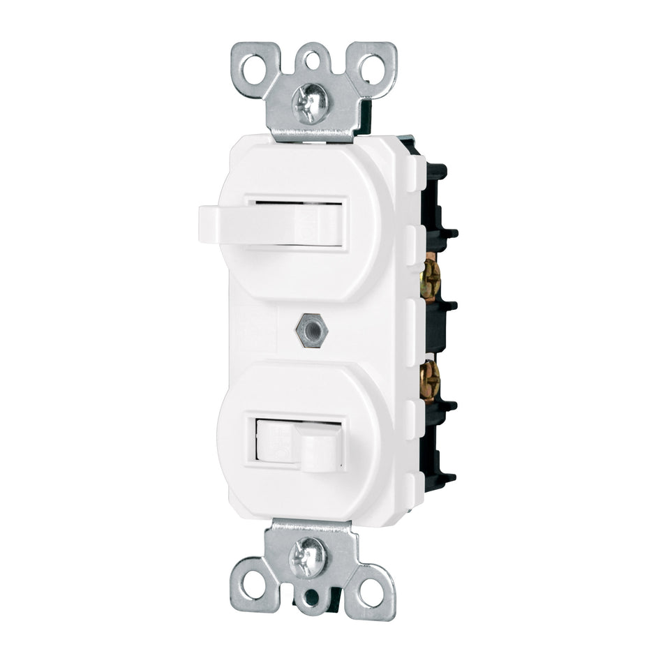 Interruptor dúplex de palanca, Standard, blanco, Volteck Caja con 10, 47729