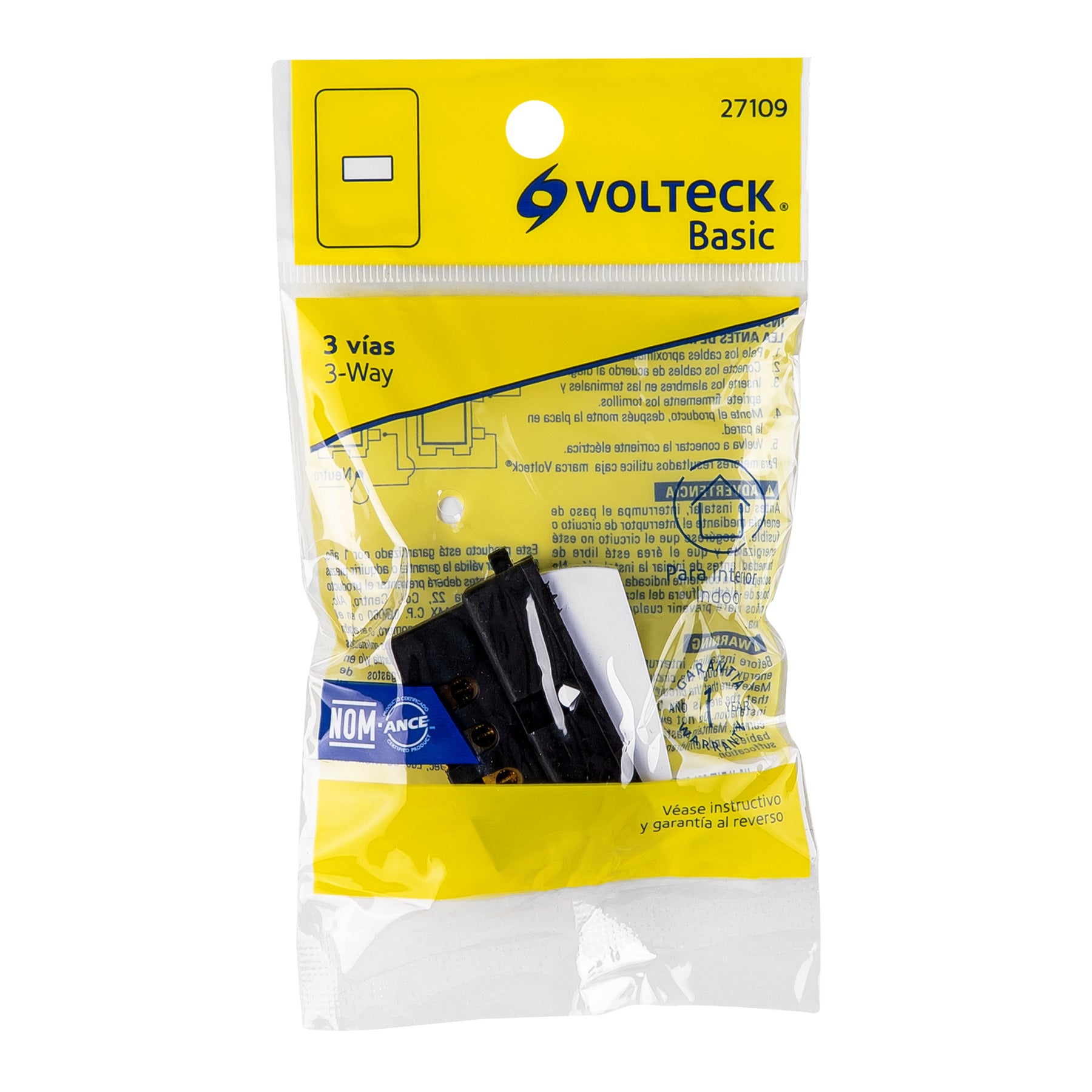 Interruptor de 3 vías, Volteck Basic, 27109