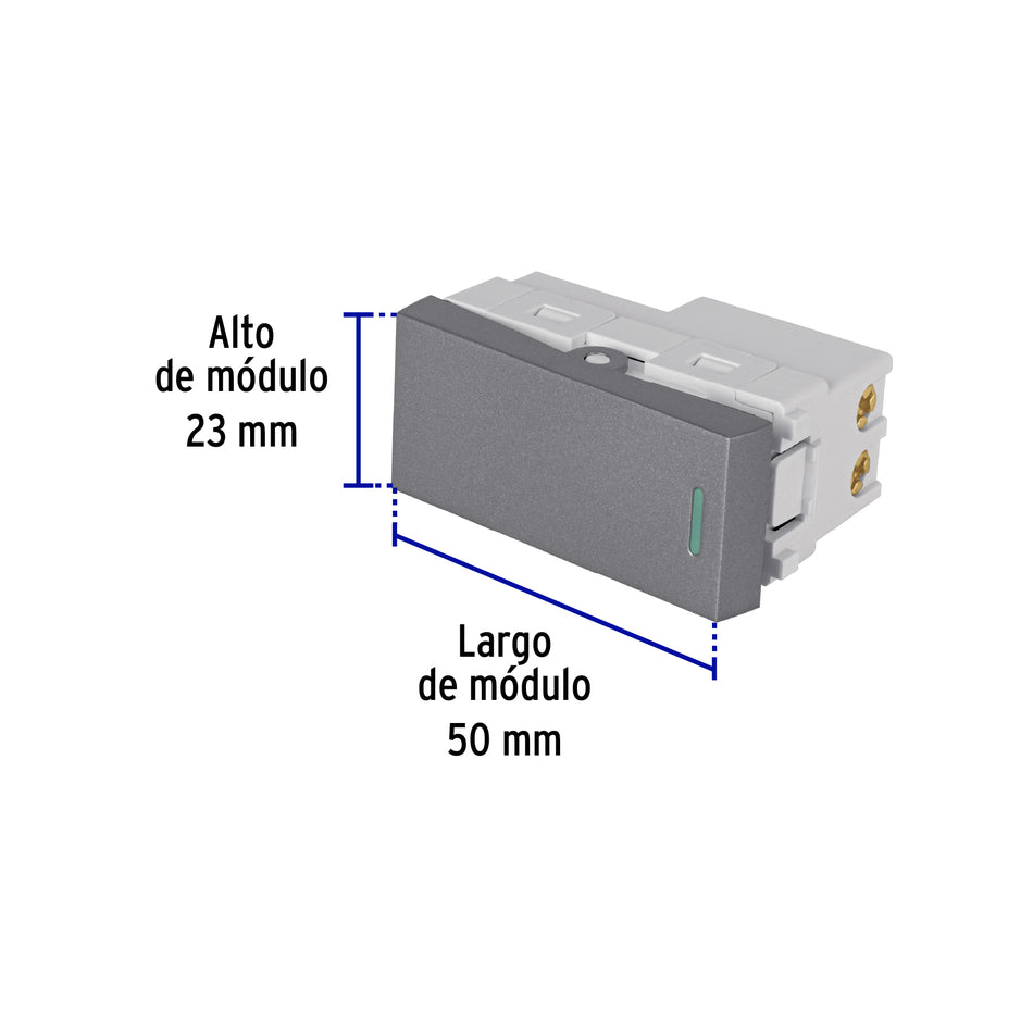 Interruptor de 3 vías acero inox de 1 módulo, línea Lisboa Caja con 12, 47823