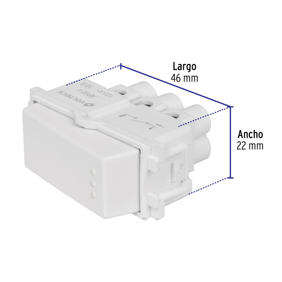 Interruptor sencillo, línea Italiana, color blanco, Volteck Caja con 12, 48132