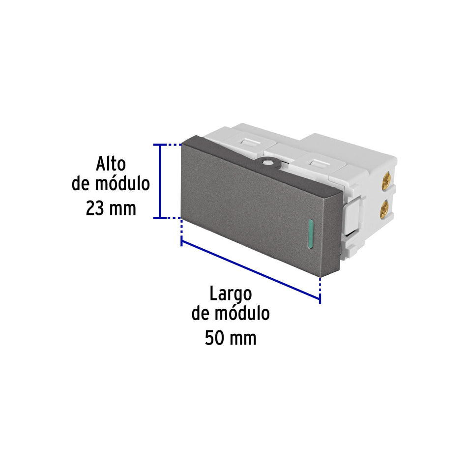 Interruptor sencillo acero inox de 1 módulo, línea Lisboa Caja con 12, 47820