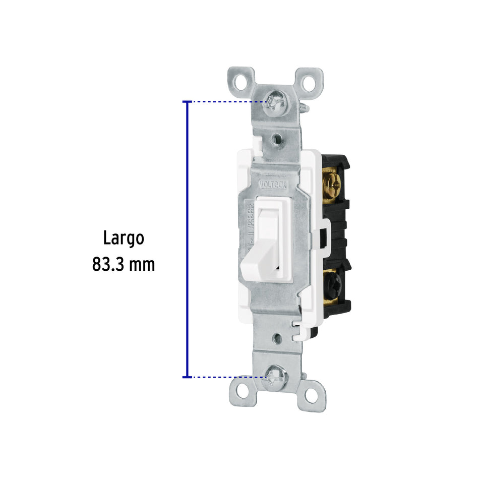 Interruptor vertical de palanca, Standard, blanco, Volteck Caja con 10, 47727