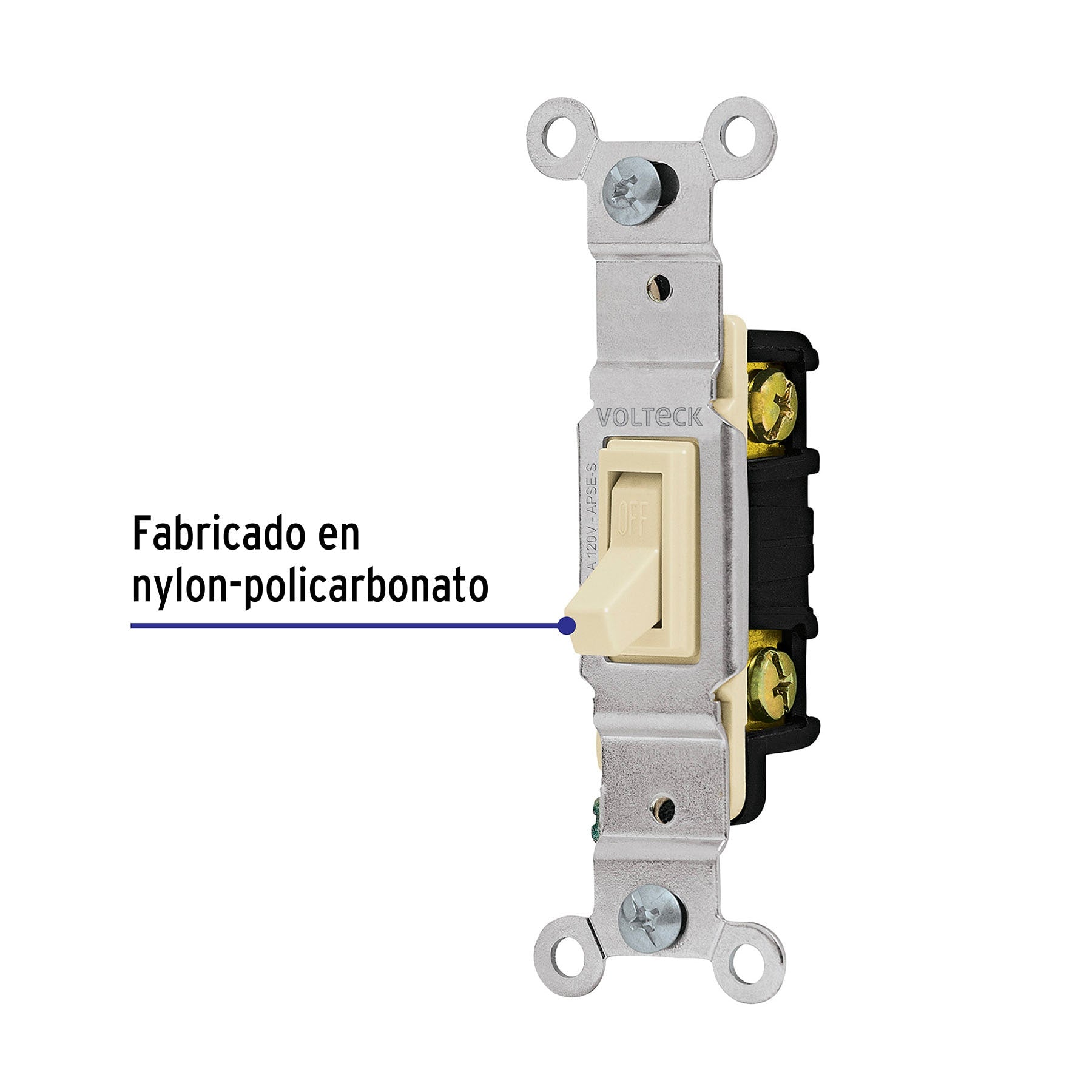 Interruptor vertical de palanca, Standard, marfil, Volteck, 46000