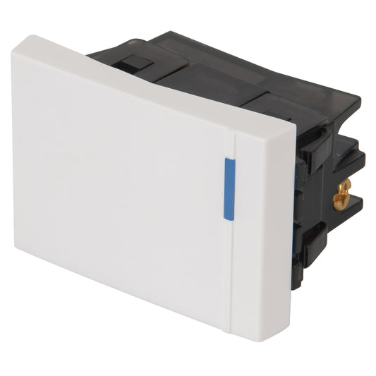Interruptor sencillo 1.5 módulos,línea Española,color blanco Caja con 12, 47046