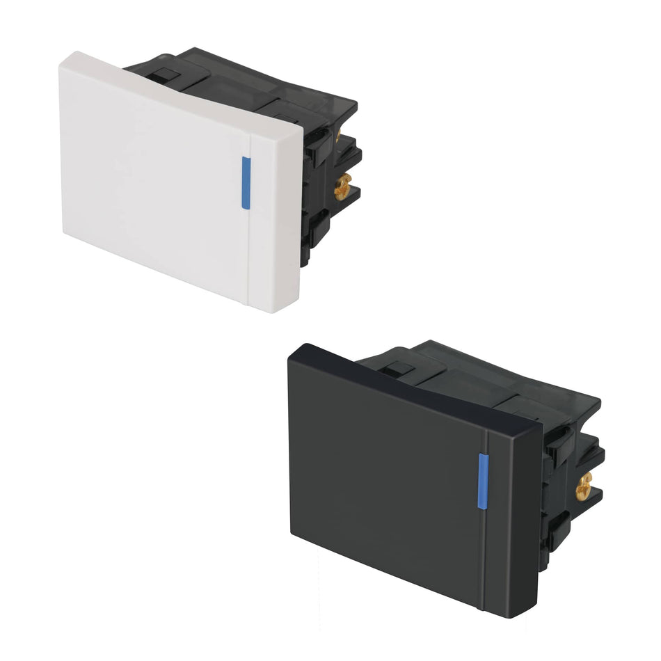 Interruptor de 3 vías, 1.5 módulos, línea Española, negro Caja con 12, 47989
